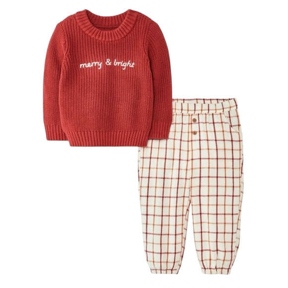 cloud island Other - Cloud Island 2 Piece Knit Sweater and Plaid Pant Set 3-6 Months